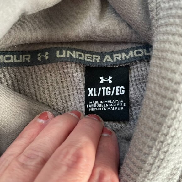 Under Armour Waffle Knit Hoodie Gray XL Long Sleeve Kangaroo Pocket - Picture 5 of 8